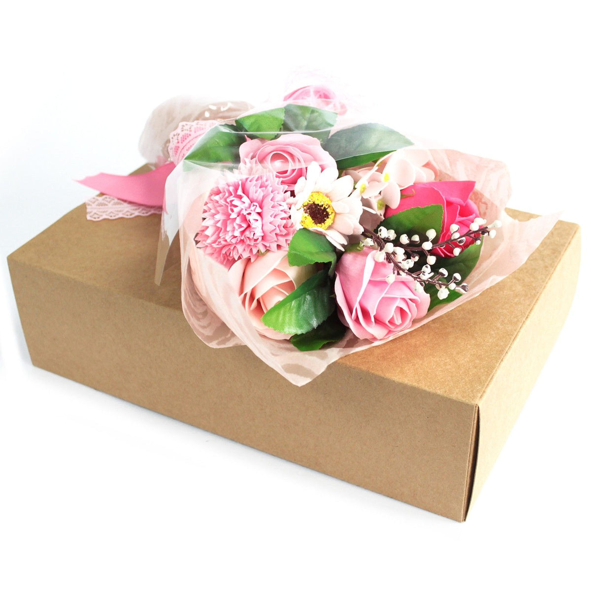 Bouquet regalo di fiori di sapone in una scatola – rosa