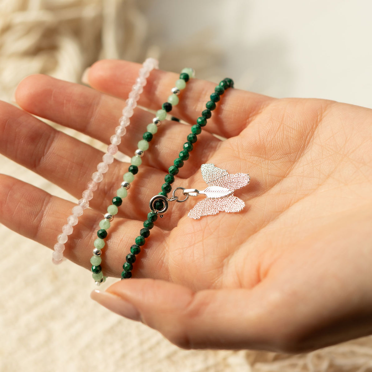 Set di 3 braccialetti minerali Nymph – Racconto della foresta