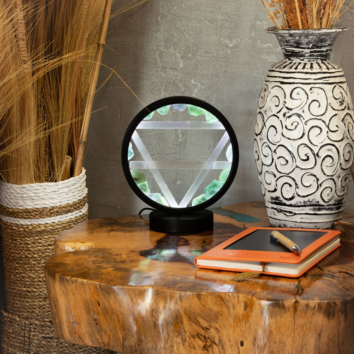 Lampada decorativa Halo – avventurina e selenite · Terra