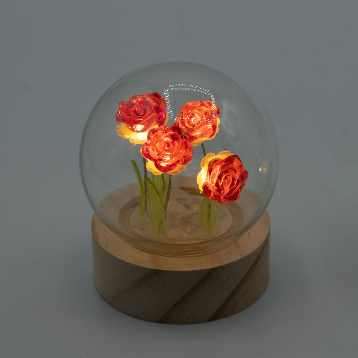 Decorazione luminosa sotto vetro – Rose rosse · a batterie
