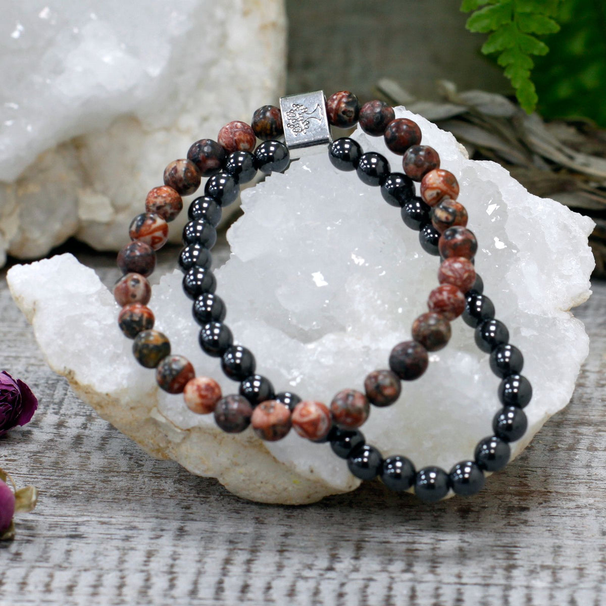 Bracciale magnetico con pietre preziose – diaspro leopardo