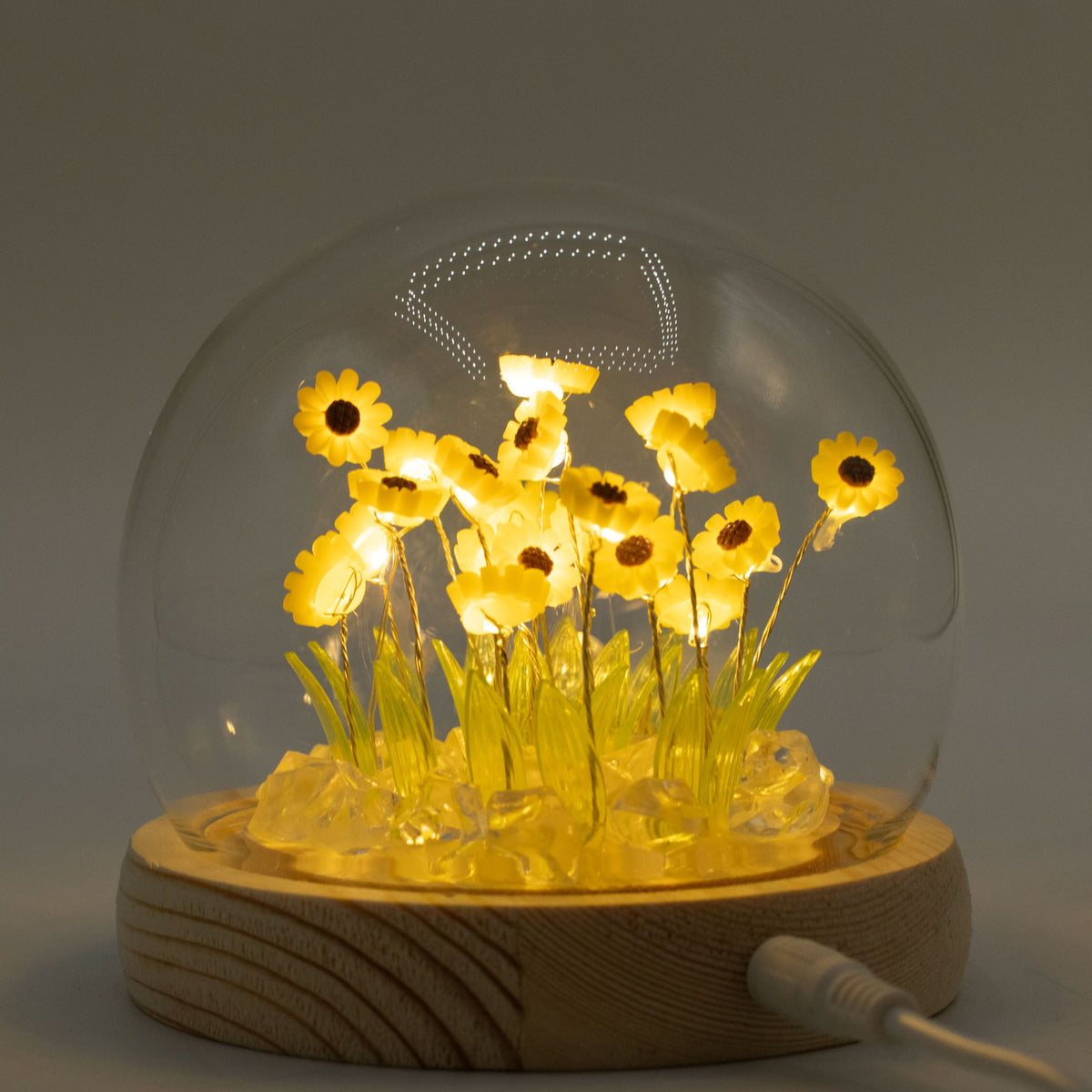 Decorazione luminosa sotto vetro – Girasole · USB
