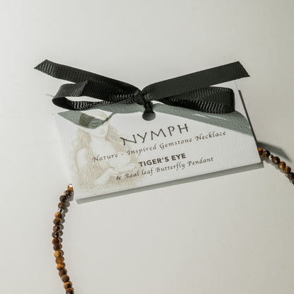 Collana minerale Nymph con farfalla – occhio di tigre