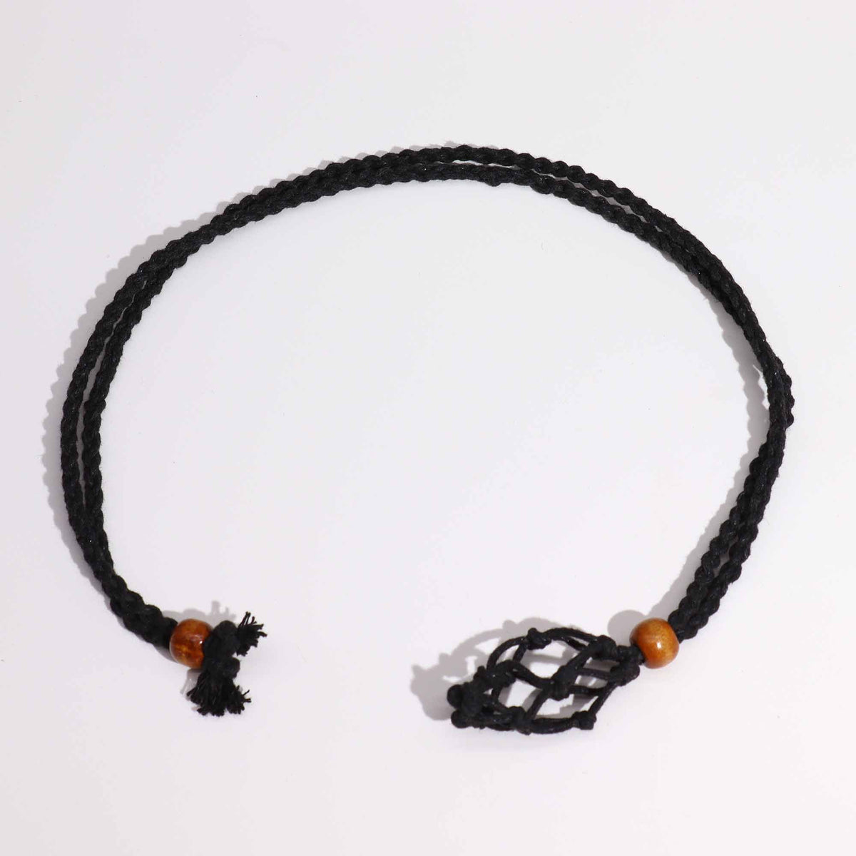 Collana con cordino e cristallo – 45 cm – nero