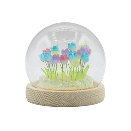 Decorazione luminosa sotto vetro – Tulipani multicolore · USB