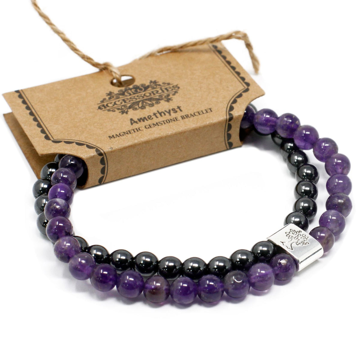 Bracciale magnetico con pietre preziose – ametista
