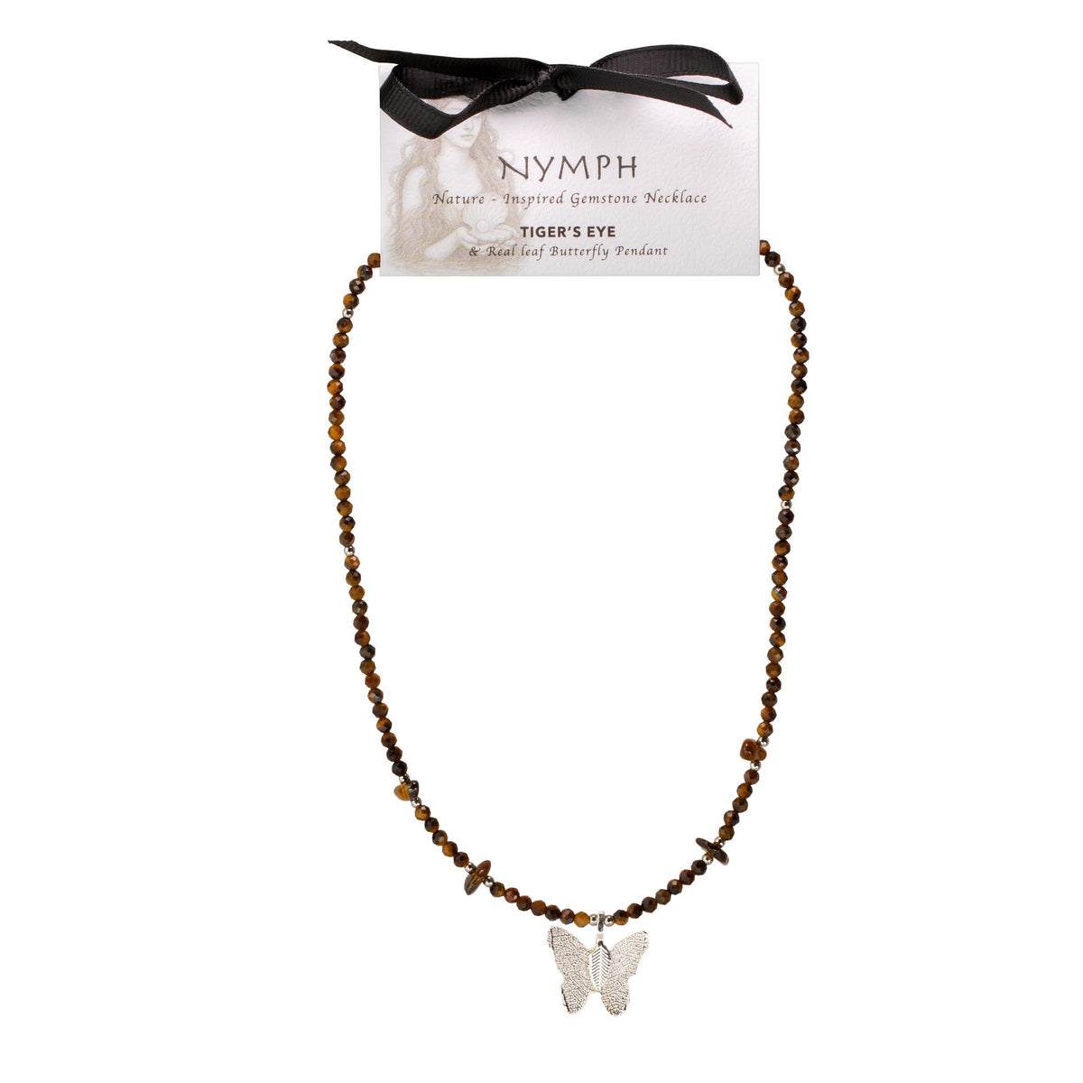 Collana minerale Nymph con farfalla – occhio di tigre