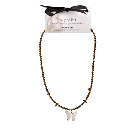 Collana minerale Nymph con farfalla – occhio di tigre