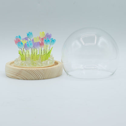 Decorazione luminosa sotto vetro – Tulipani multicolore · USB