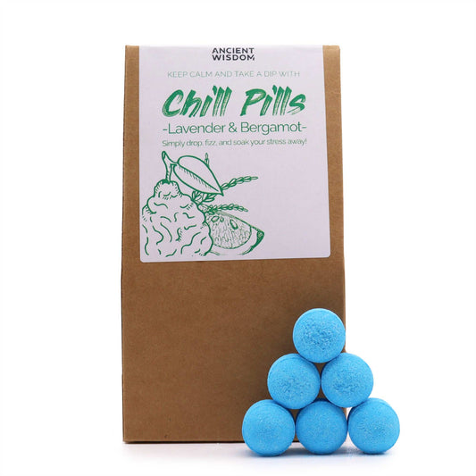 Confezione regalo di bombe da bagno effervescenti Chill Pills – lavanda e bergamotto, 350 g