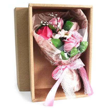 Bouquet regalo di fiori di sapone in una scatola – rosa