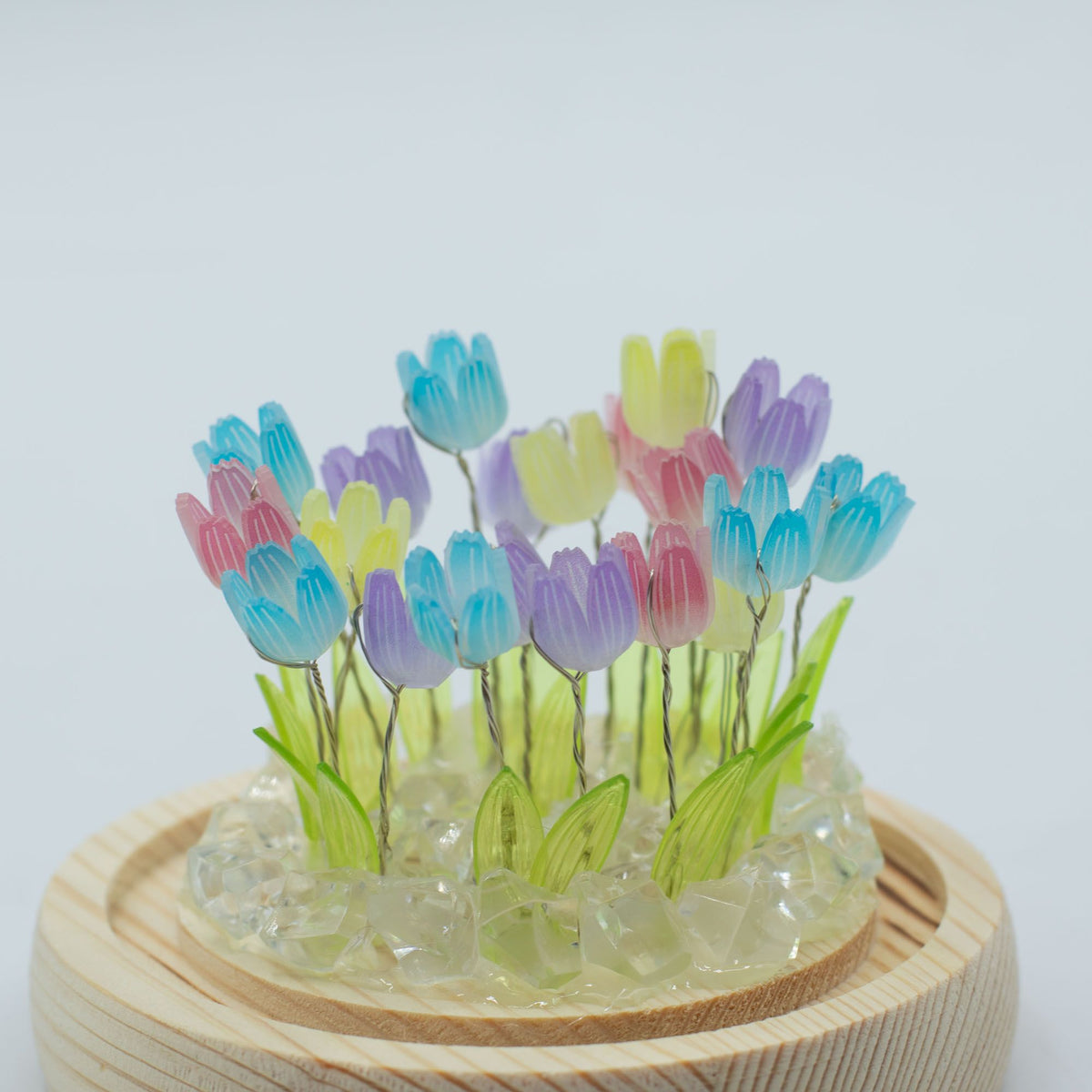 Decorazione luminosa sotto vetro – Tulipani multicolore · USB