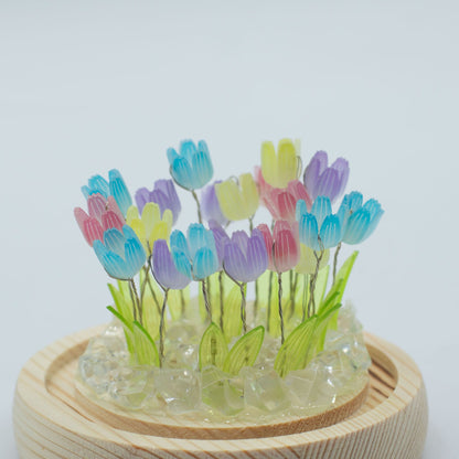 Decorazione luminosa sotto vetro – Tulipani multicolore · USB