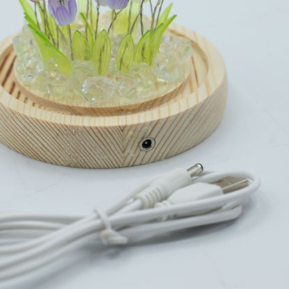 Decorazione luminosa sotto vetro – Tulipani multicolore · USB