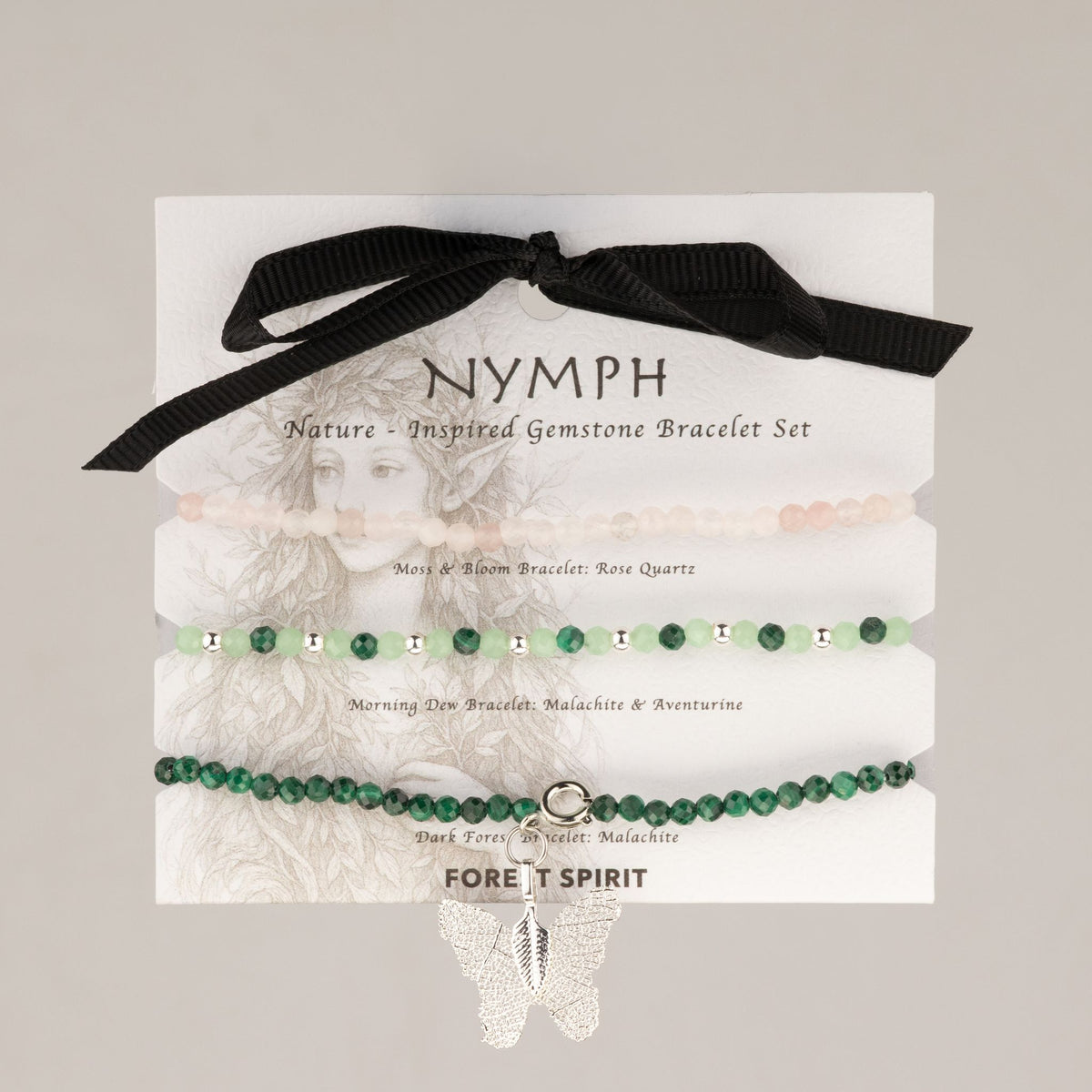 Set di 3 braccialetti minerali Nymph – Racconto della foresta