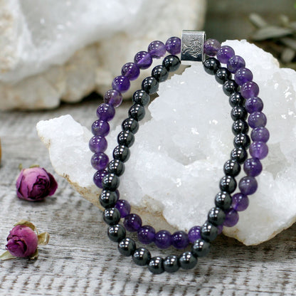 Bracciale magnetico con pietre preziose – ametista