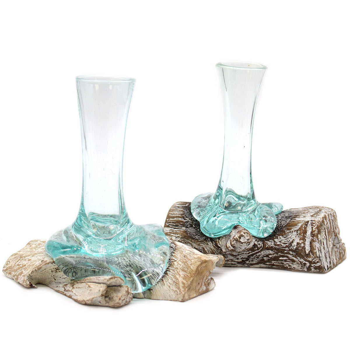Vaso di vetro su legno sbiancato – piccolo