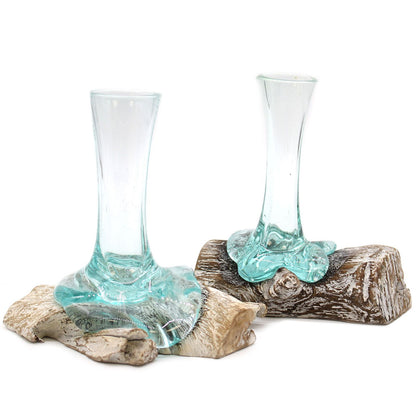 Vaso di vetro su legno sbiancato – piccolo