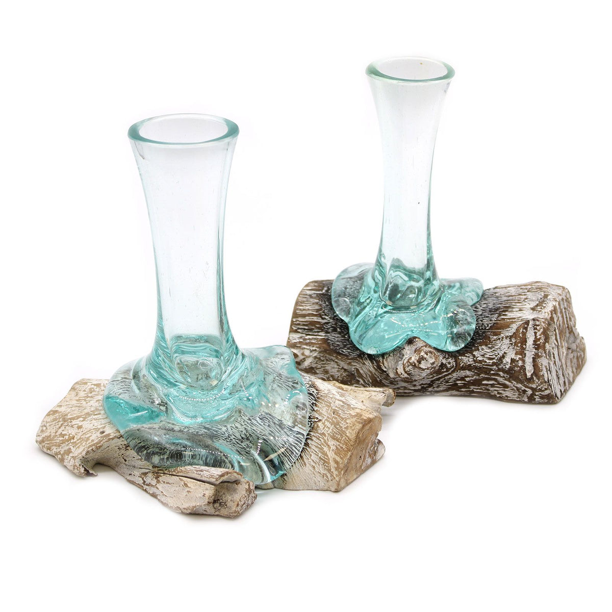 Vaso di vetro su legno sbiancato – piccolo