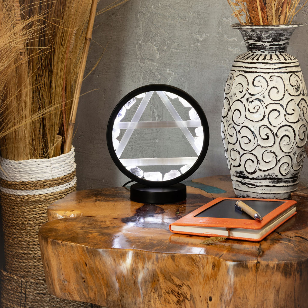 Lampada decorativa Halo – cristallo e selenite · Aria