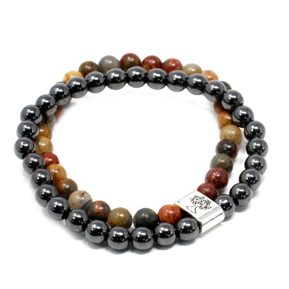 Bracciale magnetico con pietre preziose – diaspro Picasso