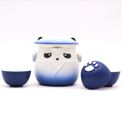 Set da tè Panda con tre tazze – azzurro cielo