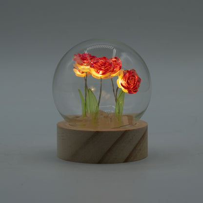 Decorazione luminosa sotto vetro – Rose rosse · a batterie
