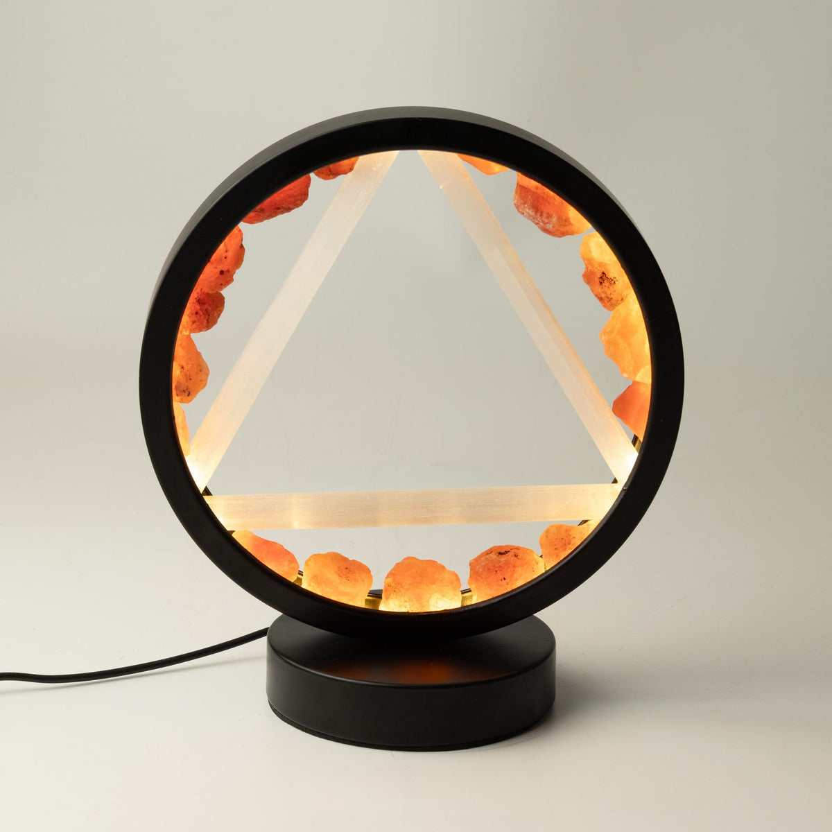 Lampada decorativa Halo – corniola e selenite · Fuoco