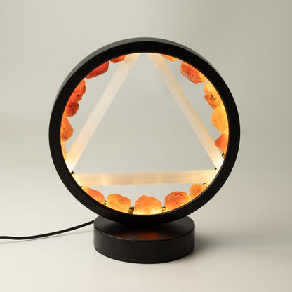 Lampada decorativa Halo – corniola e selenite · Fuoco
