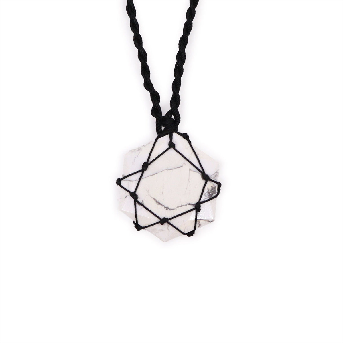 Ciondolo – esagono in howlite bianca