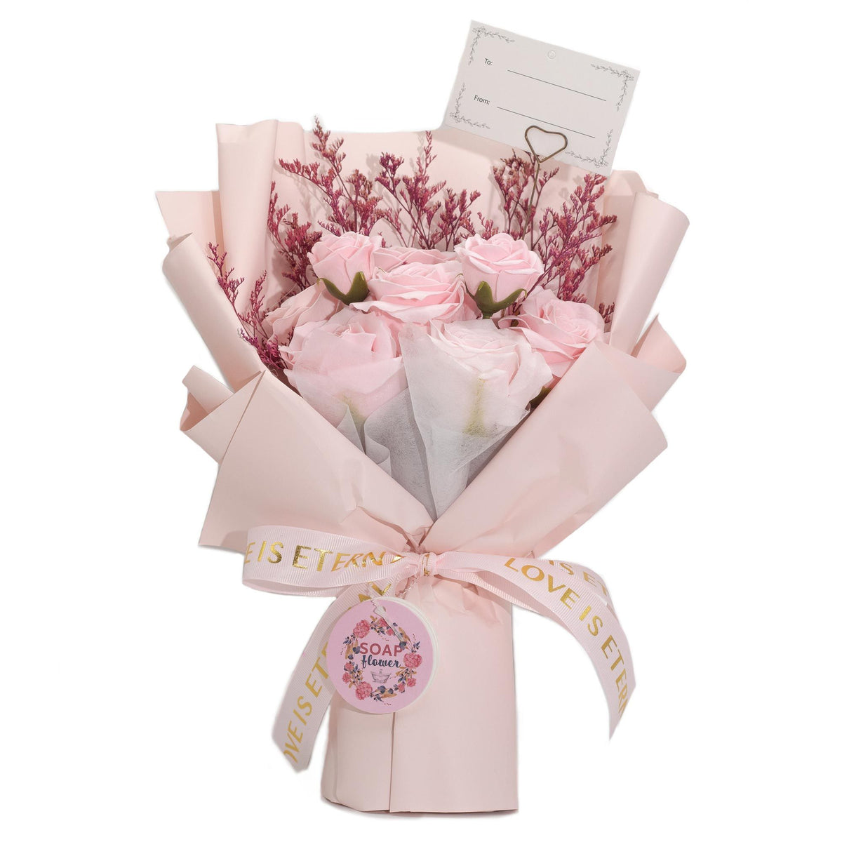 Grande mazzo di rose rosa + buono regalo