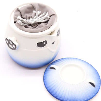 Set da tè Panda con tre tazze – azzurro cielo