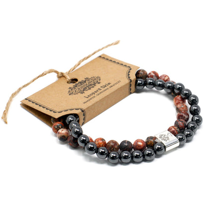 Bracciale magnetico con pietre preziose – diaspro leopardo