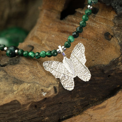 Collana minerale Nymph con farfalla – malachite