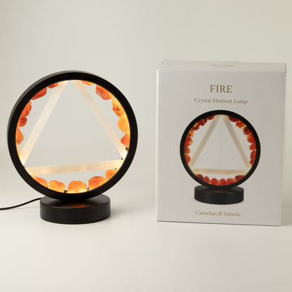 Lampada decorativa Halo – corniola e selenite · Fuoco