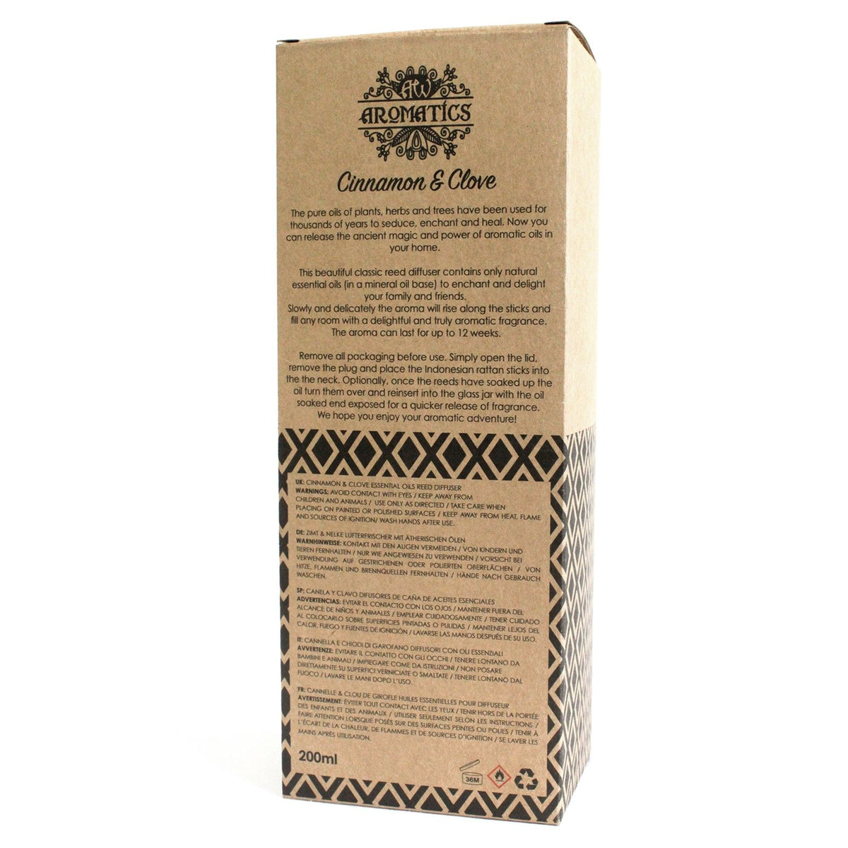 Diffusore di aromi con oli essenziali Cannella e Chiodi di Garofano 200 ml