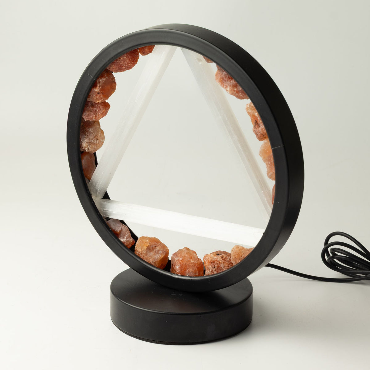 Lampada decorativa Halo – corniola e selenite · Fuoco