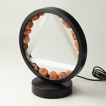 Lampada decorativa Halo – corniola e selenite · Fuoco