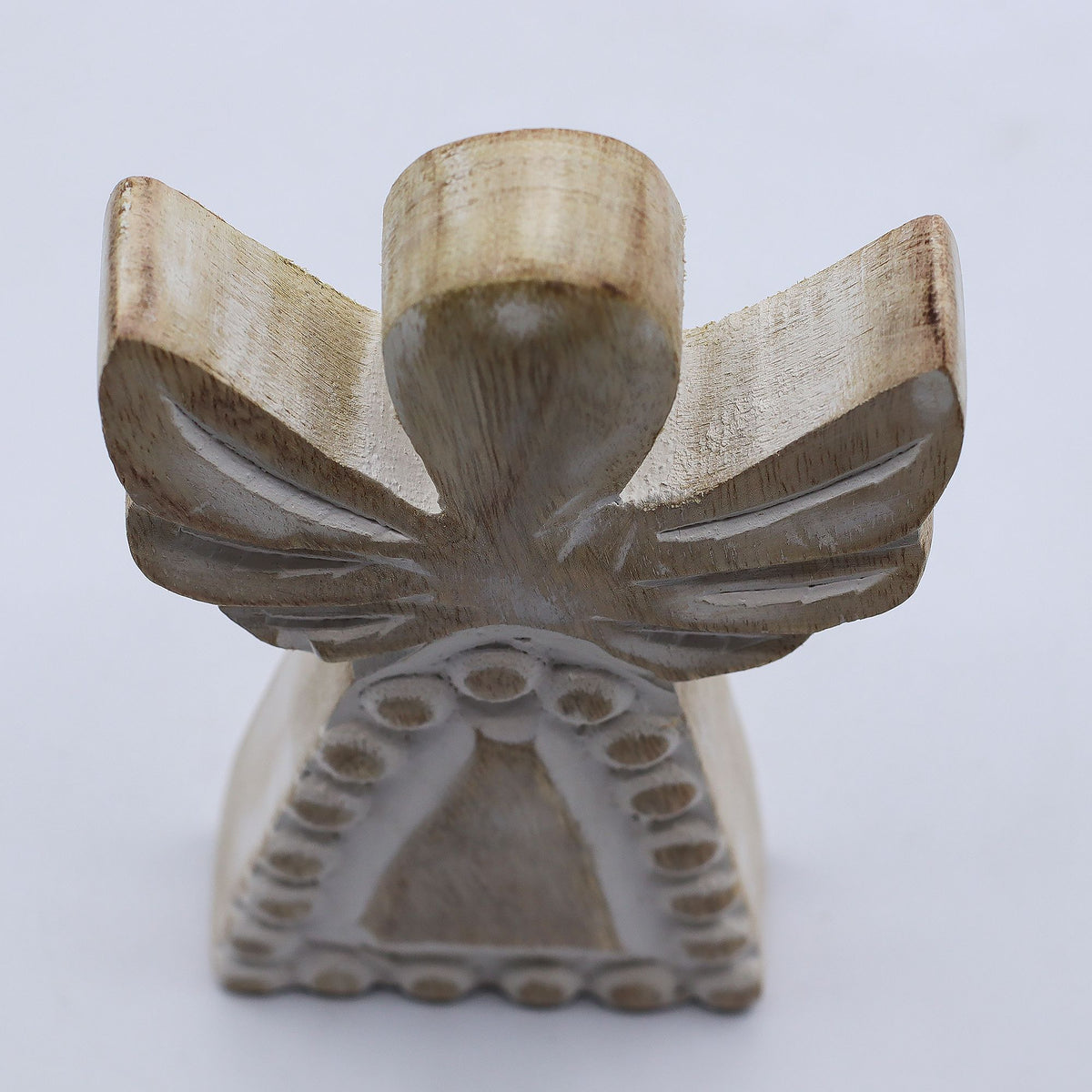Angelo in legno di mango - Sbiancato - 13 cm