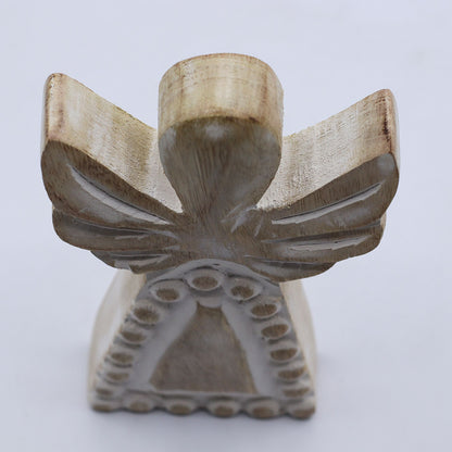 Angelo in legno di mango - Sbiancato - 13 cm