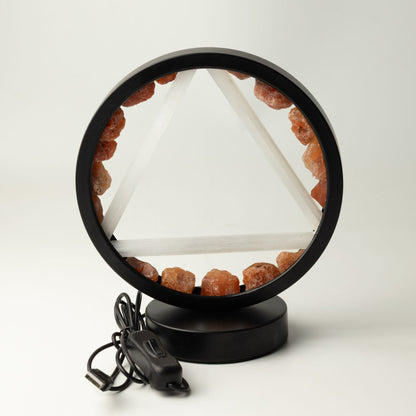 Lampada decorativa Halo – corniola e selenite · Fuoco