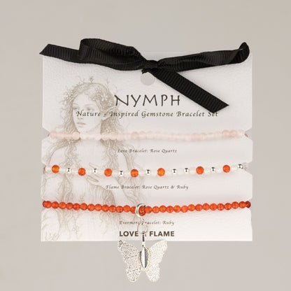 Set di 3 braccialetti minerali Nymph – Amore e Fiamma