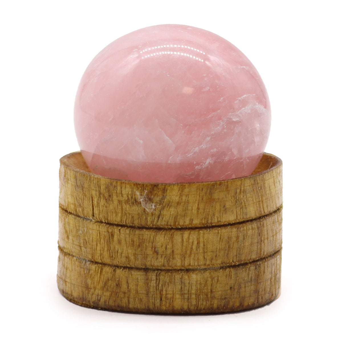 Sfera minerale con supporto – quarzo rosa, 40 mm