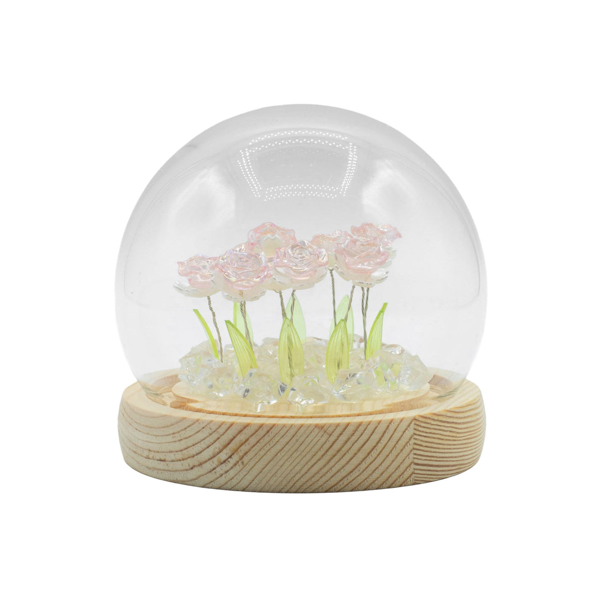 Decorazione luminosa sotto vetro – Rose rosa · USB