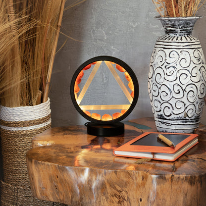 Lampada decorativa Halo – corniola e selenite · Fuoco