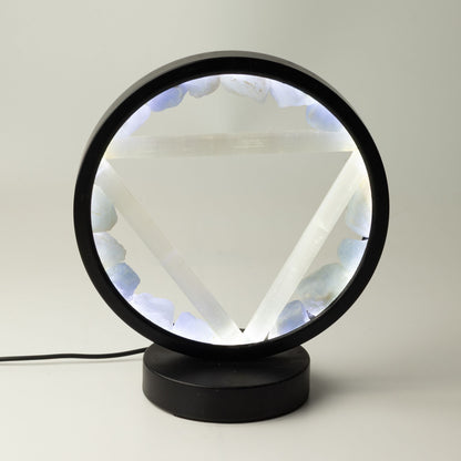 Lampada decorativa Halo – acquamarina e selenite · Acqua