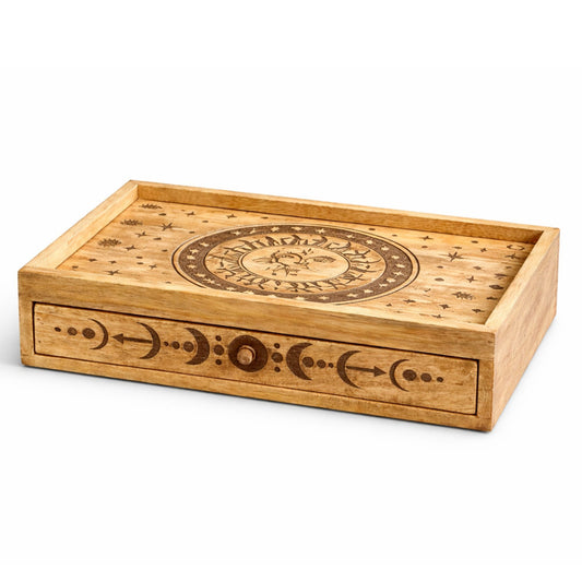 Scatola per tarocchi con cassetto – Sole e luna