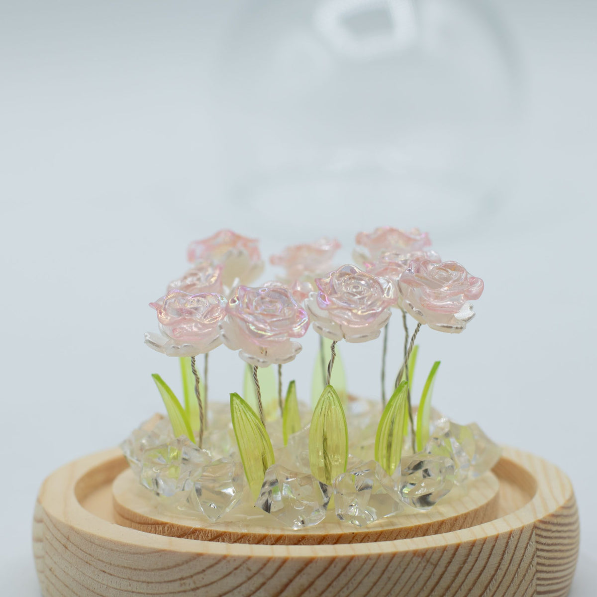 Decorazione luminosa sotto vetro – Rose rosa · USB