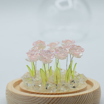 Decorazione luminosa sotto vetro – Rose rosa · USB