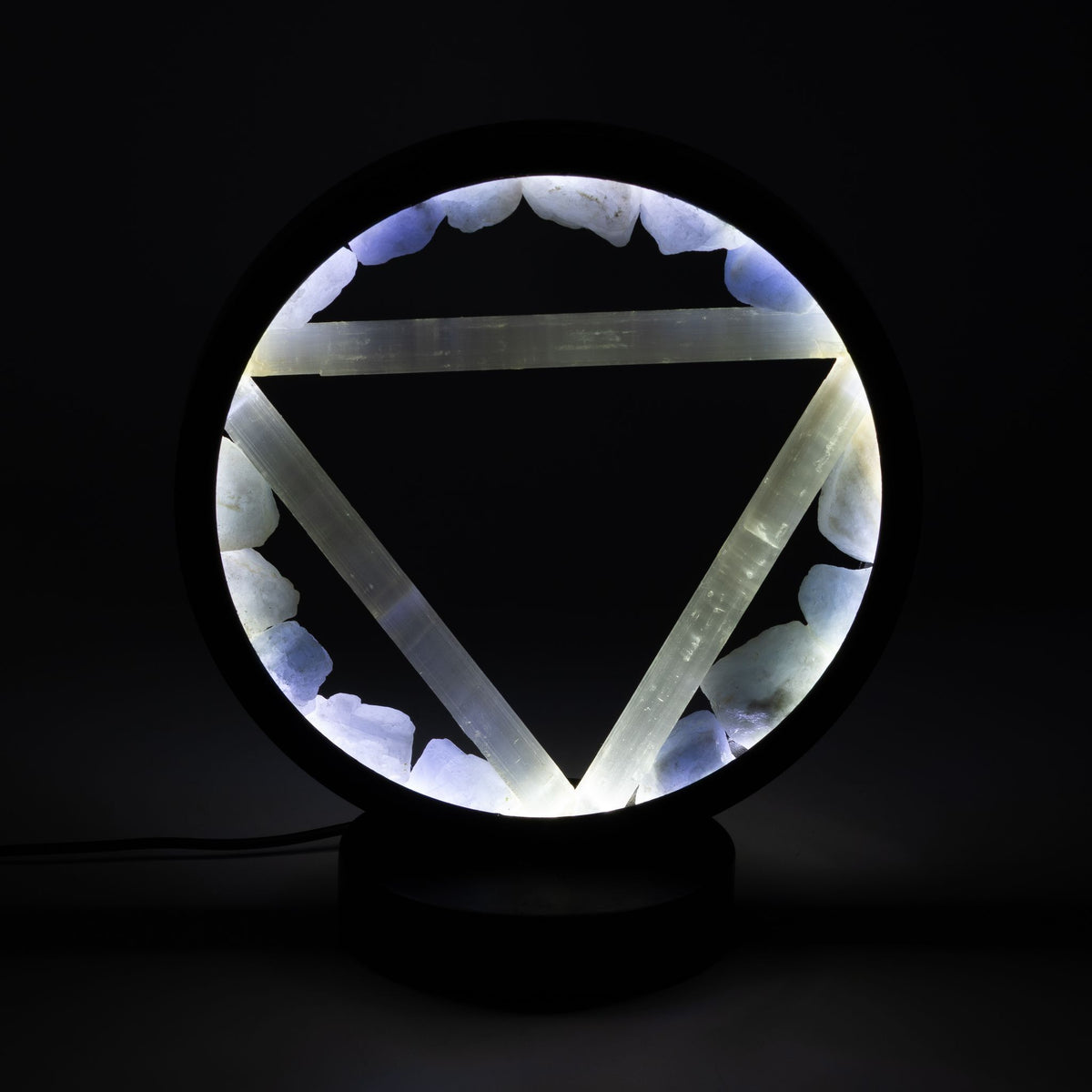 Lampada decorativa Halo – acquamarina e selenite · Acqua